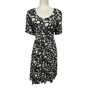 Vtg Y2K 90s Womens Sz 12 Midi Dress Daisy Floral Cottagecore Romantic Whimsygoth